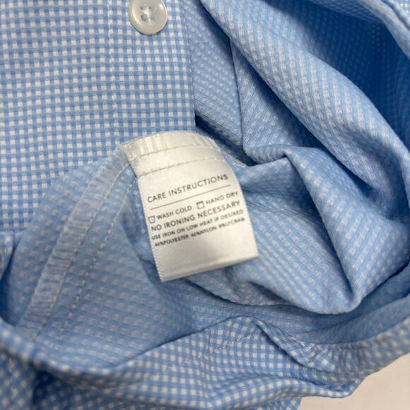 Mizzen & Main Medium Trim Fit Blue Check Pattern Long Sleeve Button Down Shirt - Picture 4 of 6